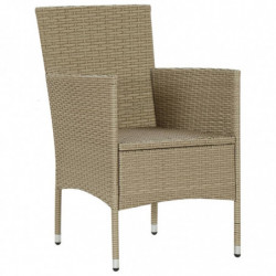 Garten-Essstühle 2 Stk. Poly Rattan Beige