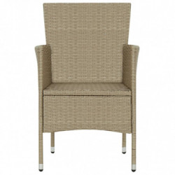 Garten-Essstühle 2 Stk. Poly Rattan Beige