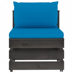 5-tlg. Garten-Lounge-Set mit Kissen Grau Imprägniertes Holz