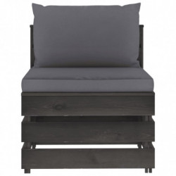 6-tlg. Garten-Lounge-Set mit Kissen Grau Imprägniertes Holz
