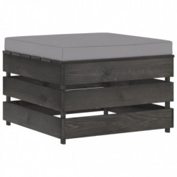 6-tlg. Garten-Lounge-Set mit Kissen Grau Imprägniertes Holz