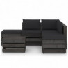 6-tlg. Garten-Lounge-Set mit Kissen Grau Imprägniertes Holz