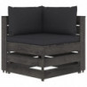 6-tlg. Garten-Lounge-Set mit Kissen Grau Imprägniertes Holz