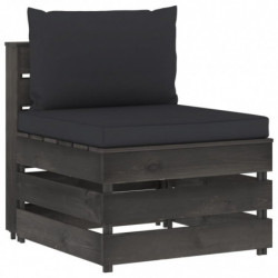 6-tlg. Garten-Lounge-Set mit Kissen Grau Imprägniertes Holz