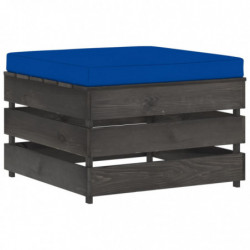 6-tlg. Garten-Lounge-Set mit Kissen Grau Imprägniertes Holz