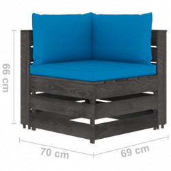 6-tlg. Garten-Lounge-Set mit Kissen Grau Imprägniertes Holz