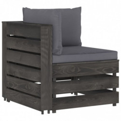 7-tlg. Garten-Lounge-Set mit Kissen Grau Imprägniertes Holz