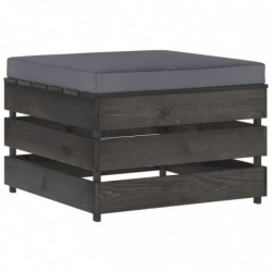 7-tlg. Garten-Lounge-Set mit Kissen Grau Imprägniertes Holz