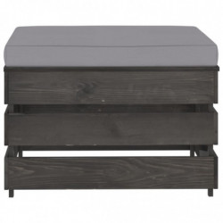 7-tlg. Garten-Lounge-Set mit Kissen Grau Imprägniertes Holz