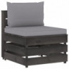 8-tlg. Garten-Lounge-Set mit Kissen Grau Imprägniertes Holz
