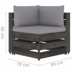 8-tlg. Garten-Lounge-Set mit Kissen Grau Imprägniertes Holz