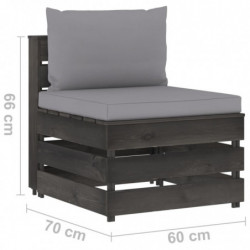 8-tlg. Garten-Lounge-Set mit Kissen Grau Imprägniertes Holz