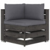 8-tlg. Garten-Lounge-Set mit Kissen Grau Imprägniertes Holz