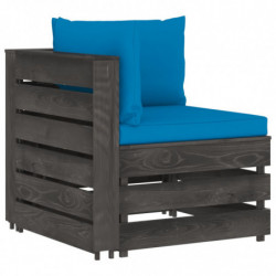 8-tlg. Garten-Lounge-Set mit Kissen Grau Imprägniertes Holz
