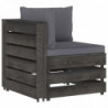 9-tlg. Garten-Lounge-Set mit Kissen Grau Imprägniertes Holz