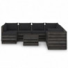 9-tlg. Garten-Lounge-Set mit Kissen Grau Imprägniertes Holz