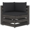9-tlg. Garten-Lounge-Set mit Kissen Grau Imprägniertes Holz