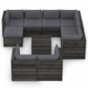 10-tlg. Garten-Lounge-Set mit Kissen Grau Imprägniertes Holz