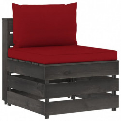 10-tlg. Garten-Lounge-Set mit Kissen Grau Imprägniertes Holz