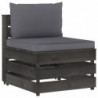 11-tlg. Garten-Lounge-Set mit Kissen Grau Imprägniertes Holz
