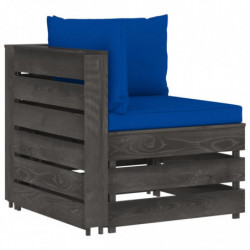 11-tlg. Garten-Lounge-Set mit Kissen Grau Imprägniertes Holz