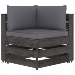 12-tlg. Garten-Lounge-Set mit Kissen Grau Imprägniertes Holz