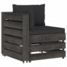 12-tlg. Garten-Lounge-Set mit Kissen Grau Imprägniertes Holz