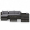6-tlg. Garten-Lounge-Set mit Kissen Grau Imprägniertes Holz