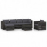 7-tlg. Garten-Lounge-Set mit Kissen Grau Imprägniertes Holz