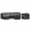 7-tlg. Garten-Lounge-Set mit Kissen Grau Imprägniertes Holz