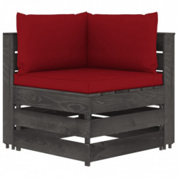 7-tlg. Garten-Lounge-Set mit Kissen Grau Imprägniertes Holz