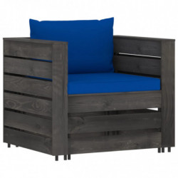 7-tlg. Garten-Lounge-Set mit Kissen Grau Imprägniertes Holz