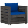 7-tlg. Garten-Lounge-Set mit Kissen Grau Imprägniertes Holz