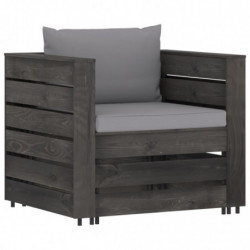 12-tlg. Garten-Lounge-Set mit Kissen Grau Imprägniertes Holz