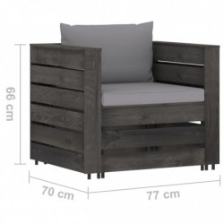 12-tlg. Garten-Lounge-Set mit Kissen Grau Imprägniertes Holz