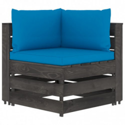 12-tlg. Garten-Lounge-Set mit Kissen Grau Imprägniertes Holz