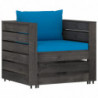 12-tlg. Garten-Lounge-Set mit Kissen Grau Imprägniertes Holz