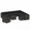 12-tlg. Garten-Lounge-Set mit Kissen Grau Imprägniertes Holz