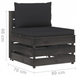 12-tlg. Garten-Lounge-Set mit Kissen Grau Imprägniertes Holz