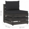 12-tlg. Garten-Lounge-Set mit Kissen Grau Imprägniertes Holz