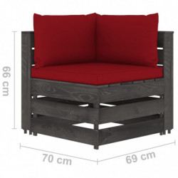 12-tlg. Garten-Lounge-Set mit Kissen Grau Imprägniertes Holz