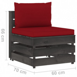 12-tlg. Garten-Lounge-Set mit Kissen Grau Imprägniertes Holz