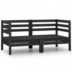 2-Sitzer-Gartensofa Ano Schwarz Kiefer Massivholz