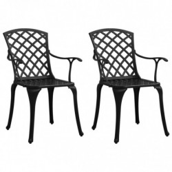 3-tlg. Bistro-Set Aluminiumguss Schwarz