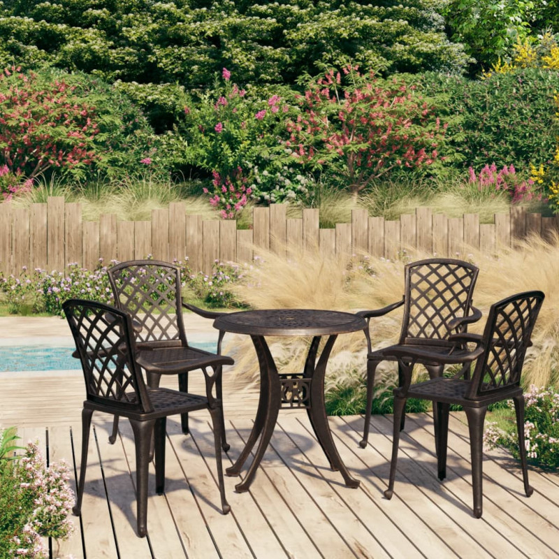 5-tlg. Bistro-Set Aluminiumguss Bronzen