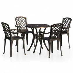 5-tlg. Bistro-Set Aluminiumguss Bronzen