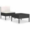 2-tlg. Garten-Lounge-Set Asta mit Auflagen Poly Rattan Schwarz