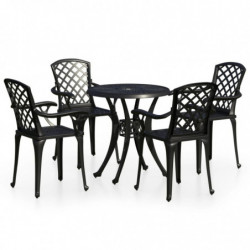 5-tlg. Bistro-Set Aluminiumguss Schwarz