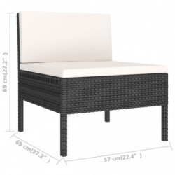 2-tlg. Garten-Lounge-Set Asta mit Auflagen Poly Rattan Schwarz