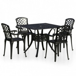 5-tlg. Bistro-Set Aluminiumguss Schwarz